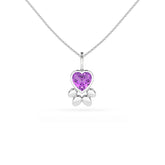 natural amethyst paw shape pendant necklace