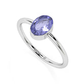tanzanite oval cut stackable bezel-set ring