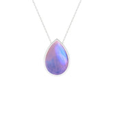natural pink-moonstone pear shape pendant necklace