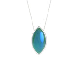 natural green-moonstone marquise shape pendant necklace