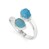 neon-apatite-paraiba-apatite rough shape stackable bezel-set ring