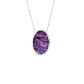 natural charoite oval shape pendant necklace