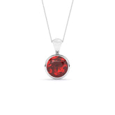 natural red-garnet round shape pendant necklace