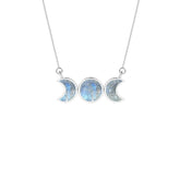 natural rainbow-moonstone sun-moon shape pendant necklace