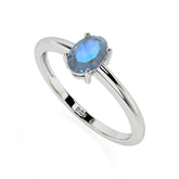 labradorite oval cut stackable prong-set ring