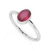 ruby oval cut stackable bezel-set ring