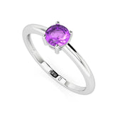 amethyst round cut stackable prong-set ring