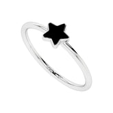 black tourmaline star shape stackable bezel-set ring