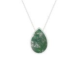 natural green-moonstone pear shape pendant necklace