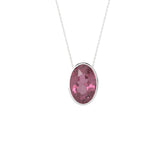 natural pink-tourmaline oval shape pendant necklace
