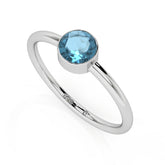 swiss blue topaz round cut stackable bezel-set ring