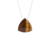 natural tiger-eye trillion shape pendant necklace