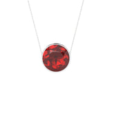 natural red-garnet round shape pendant necklace