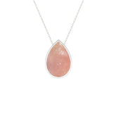 natural rose-quartz pear shape pendant necklace
