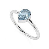 sky blue topaz pear cut stackable bezel-set ring