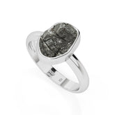 meteorite rough shape stackable bezel-set ring
