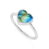 labradorite heart shape stackable bezel-set ring