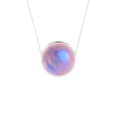 natural pink-moonstone round shape pendant necklace