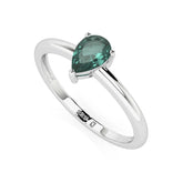green tourmaline pear cut stackable prong-set ring