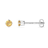 natural citrine round shape stud earrings