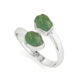 green-tourmaline rough shape stackable bezel-set ring