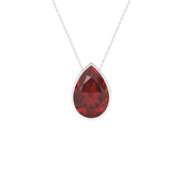 natural red-garnet pear shape pendant necklace