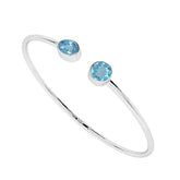 natural swiss-blue-topaz round-oval shape 2-stone twister bracelet