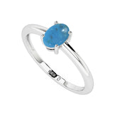 turquoise oval cab stackable prong-set ring