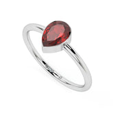 red garnet pear cut stackable bezel-set ring