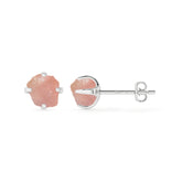natural rose quartz rough shape stud earrings