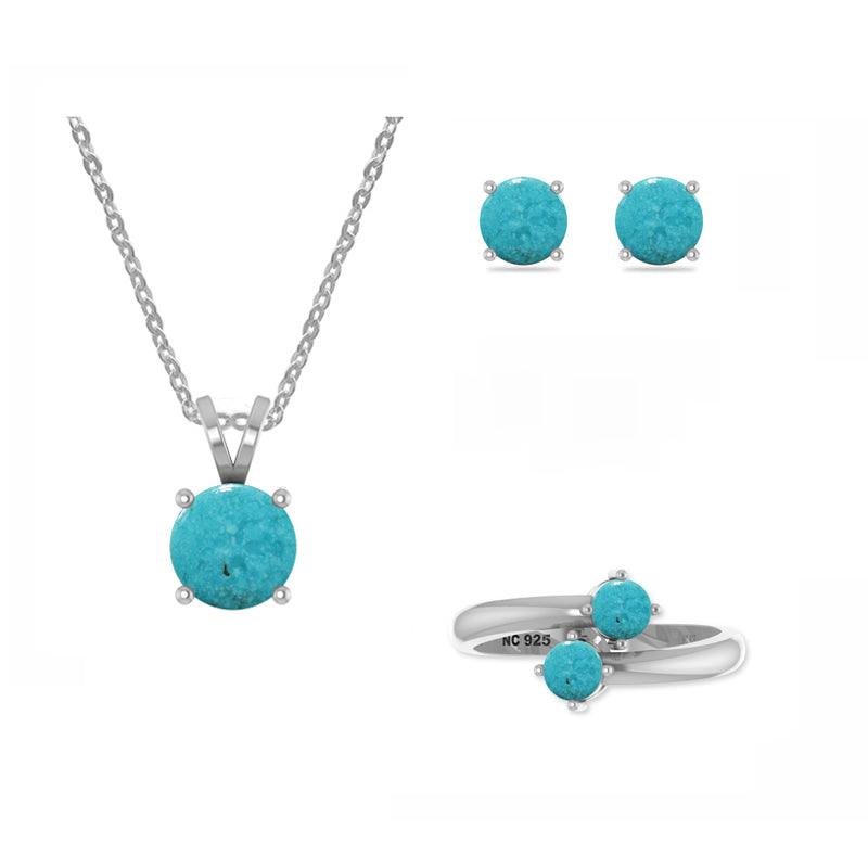 turquoise round shape bezel Jewelry set