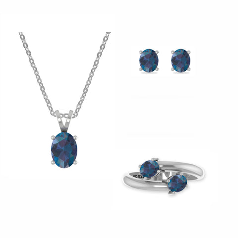kyanite oval shape bezel Jewelry set