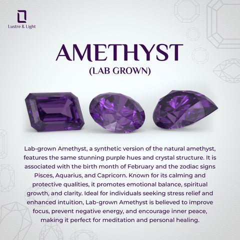 lab grown amethyst emerald-cut shape solitaire pendant necklace