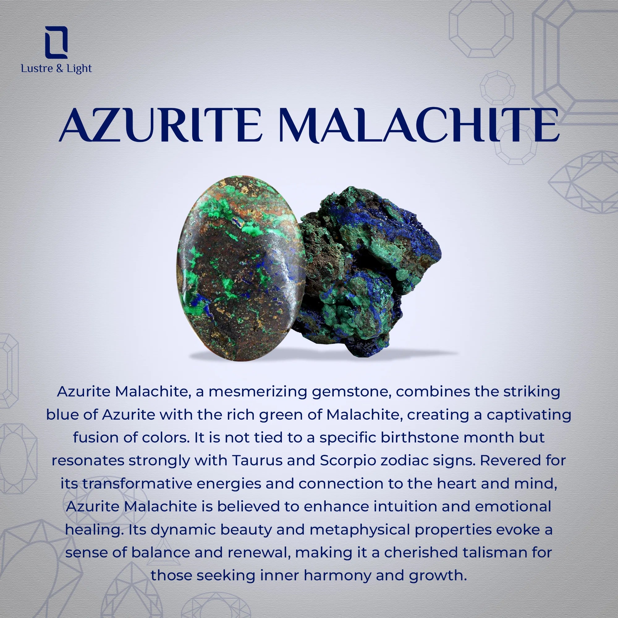 natural azurite-malachite bullet shape pendant necklace