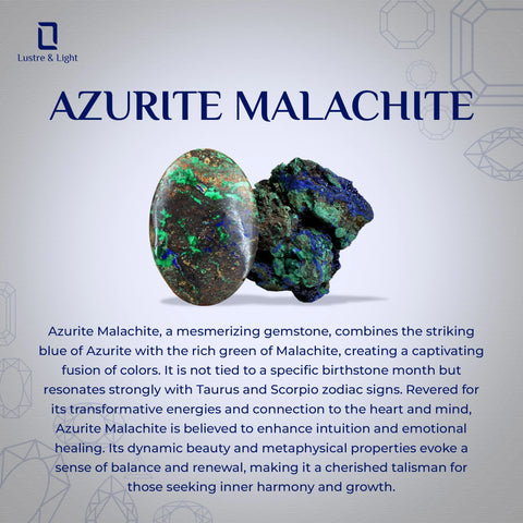 natural azurite-malachite marquise shape pendant necklace
