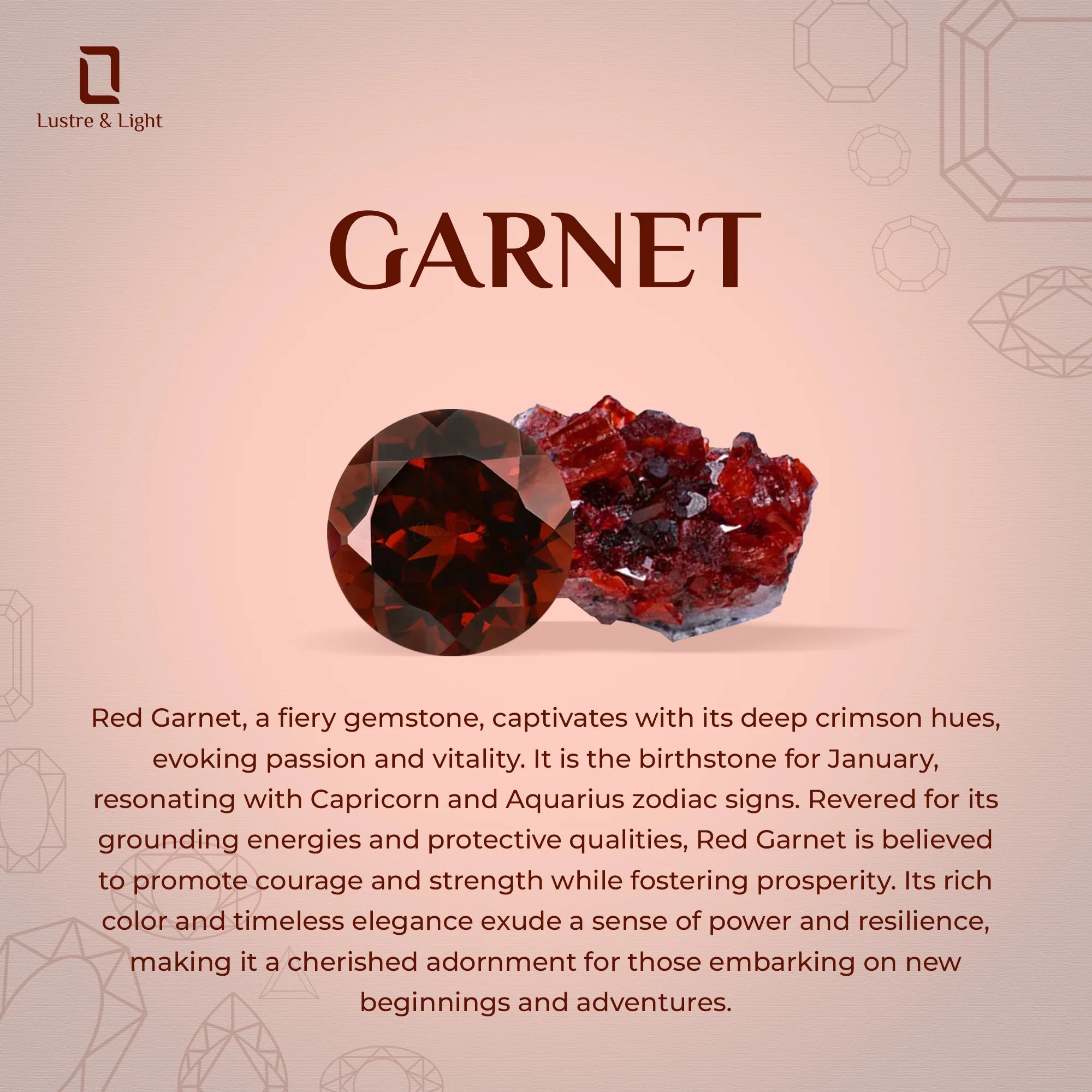 natural garnet twisted infinty knot necklaces in yellow gold vermeil 