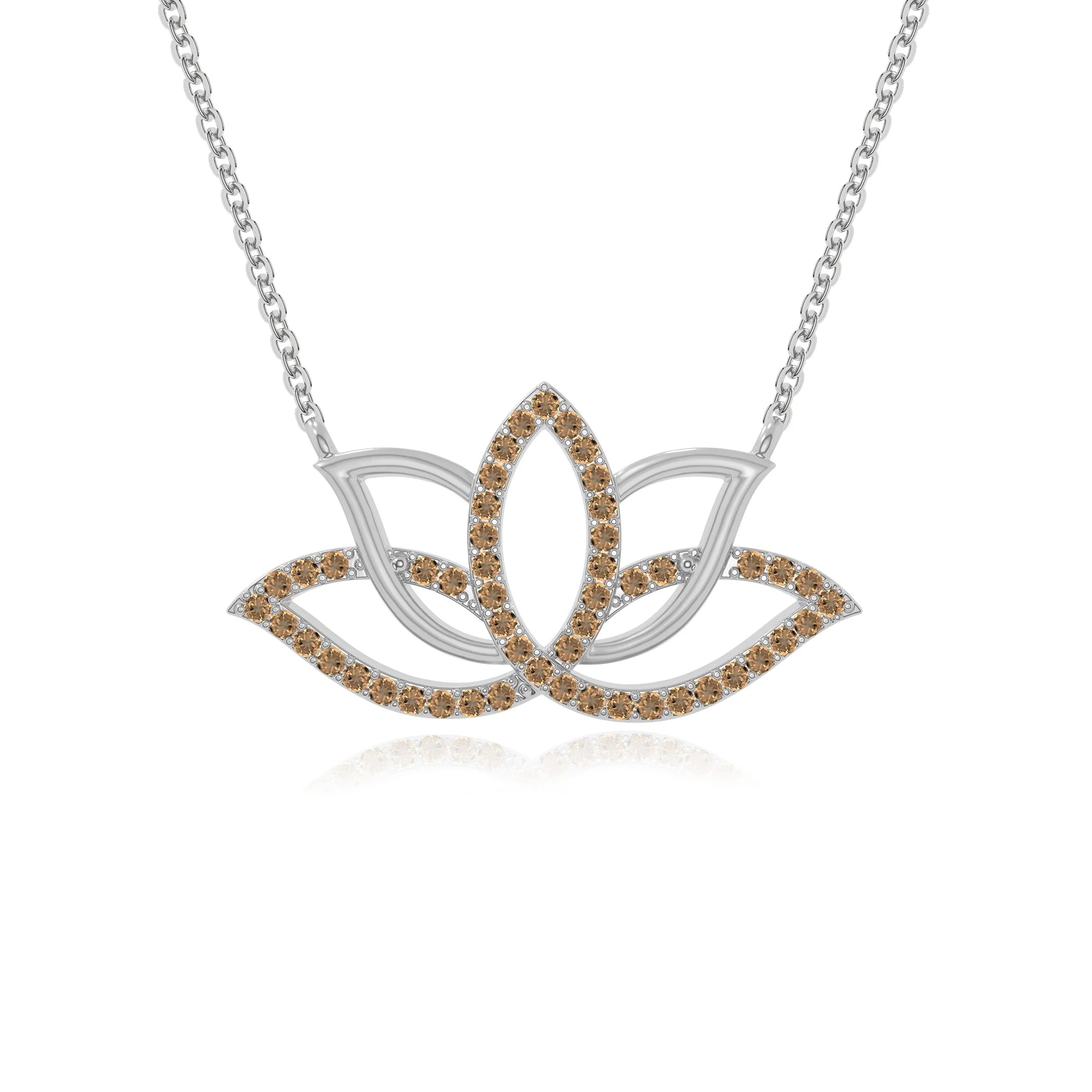 natural citrine lotus flower necklaces in sterling silver 