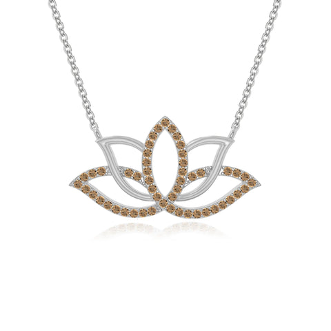 natural citrine lotus flower necklaces in sterling silver 