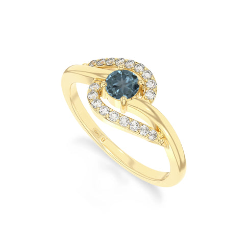 natural london blue topaz infinity solitaire rings in yellow gold vermeil