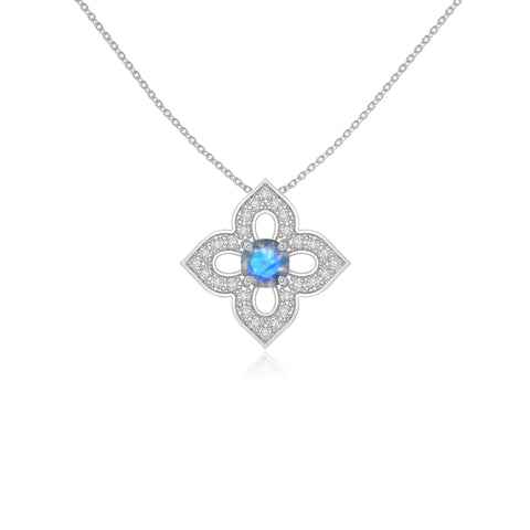 natural labradorite 4 petal flower necklaces in sterling silver 
