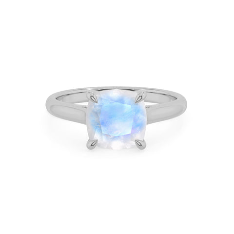 natural rainbow moonstone cushion solitaire engagement ring