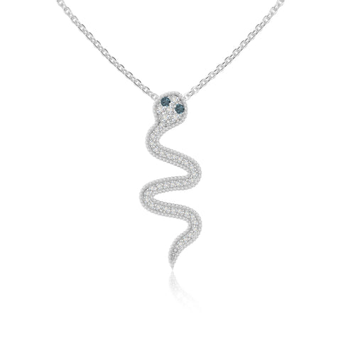 natural london-blue-topaz snake necklaces in sterling silver 