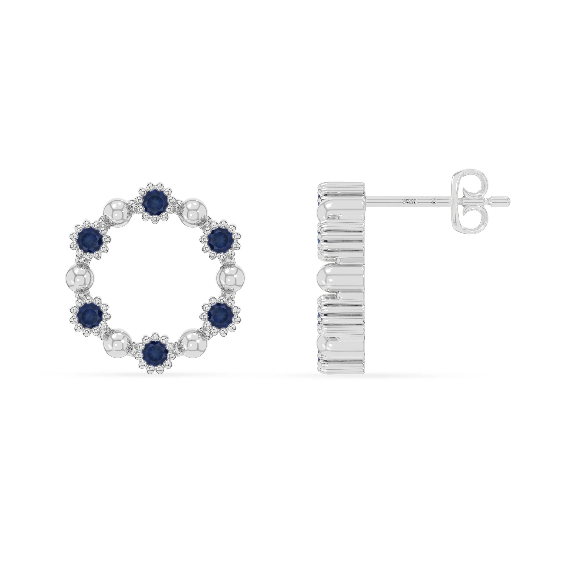 natural blue-sapphire circle-of-life stud earrings in sterling silver 