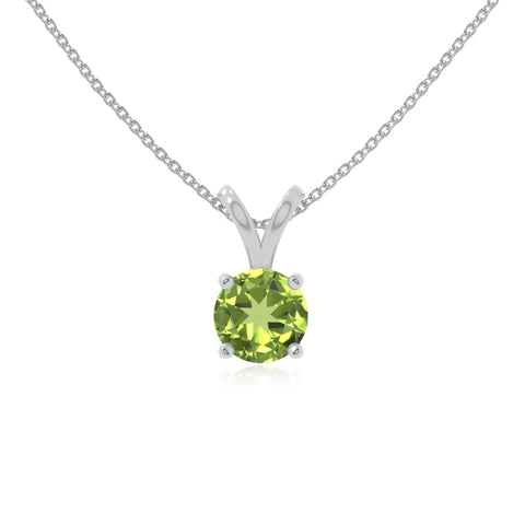 peridot v-bale solitaire necklaces in sterling silver 