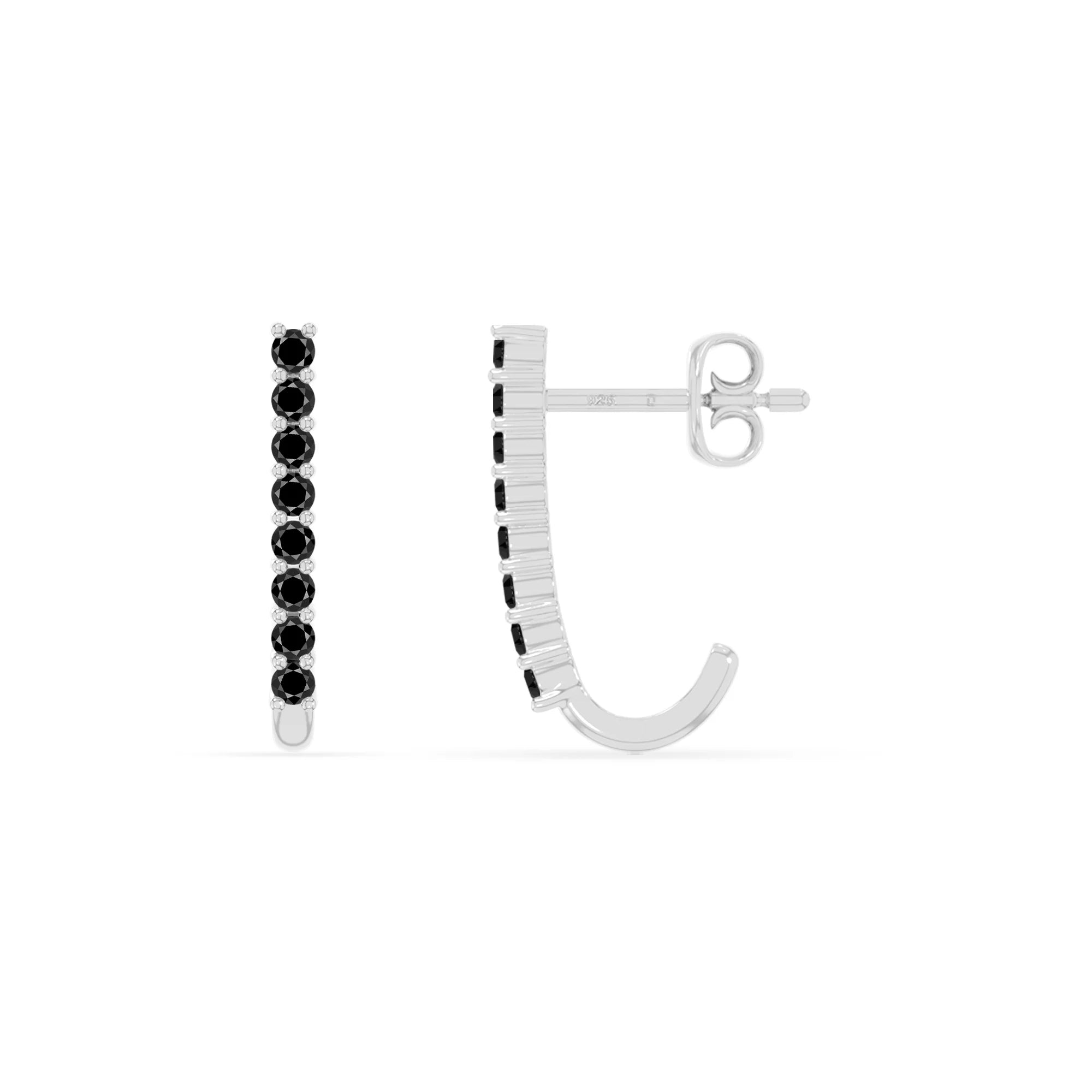 natural black-onyx hoop earrings in sterling silver 