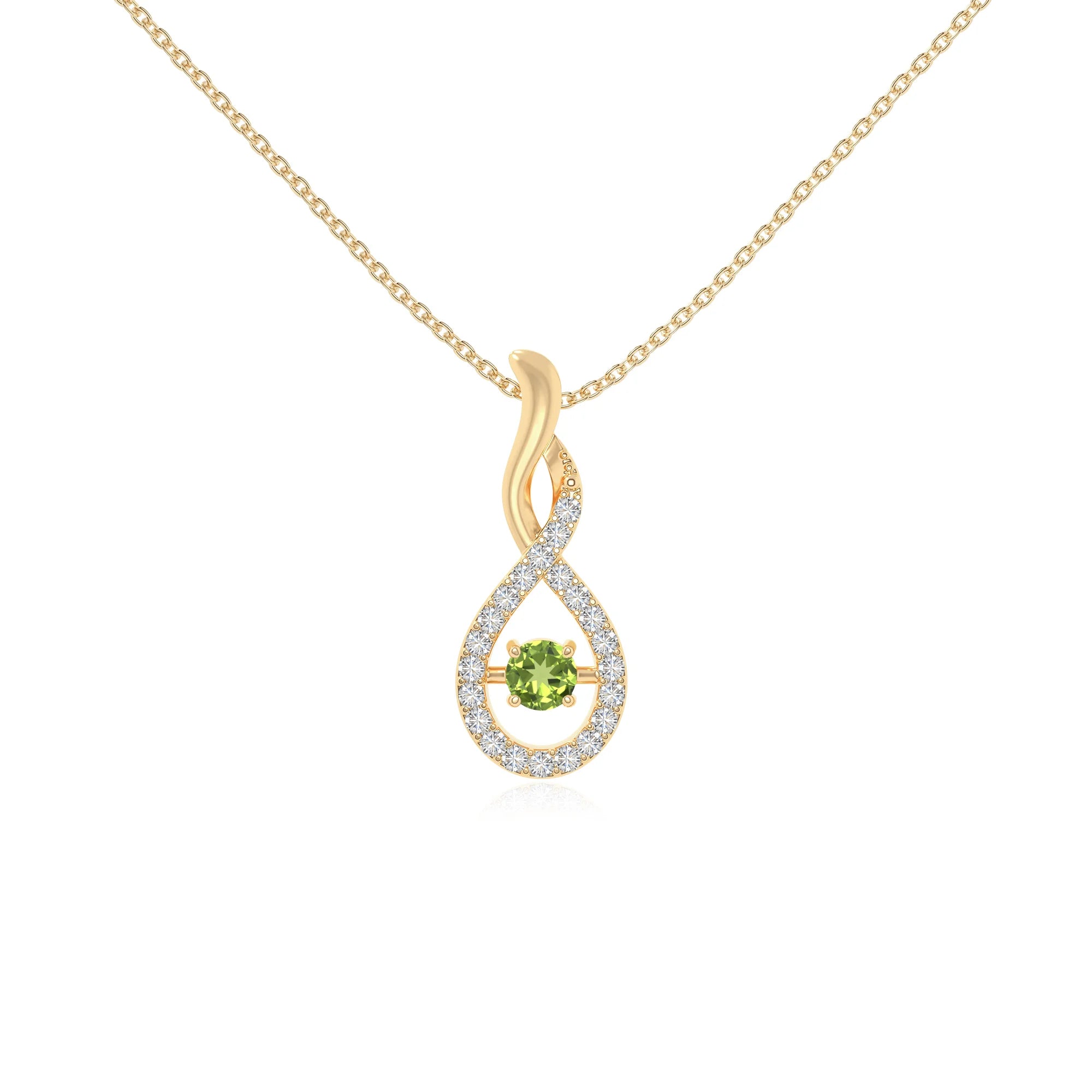 peridot infinity necklaces in yellow gold vermeil 