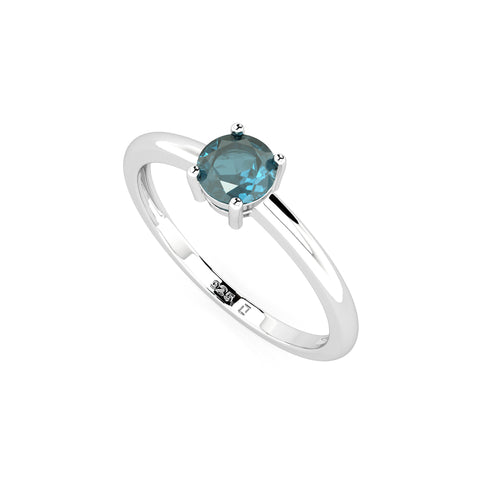 london blue topaz round cut stackable prong-set ring