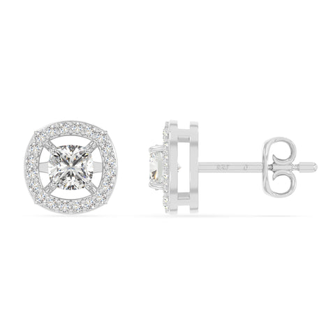 moissanite halo stud earrings in sterling silver 