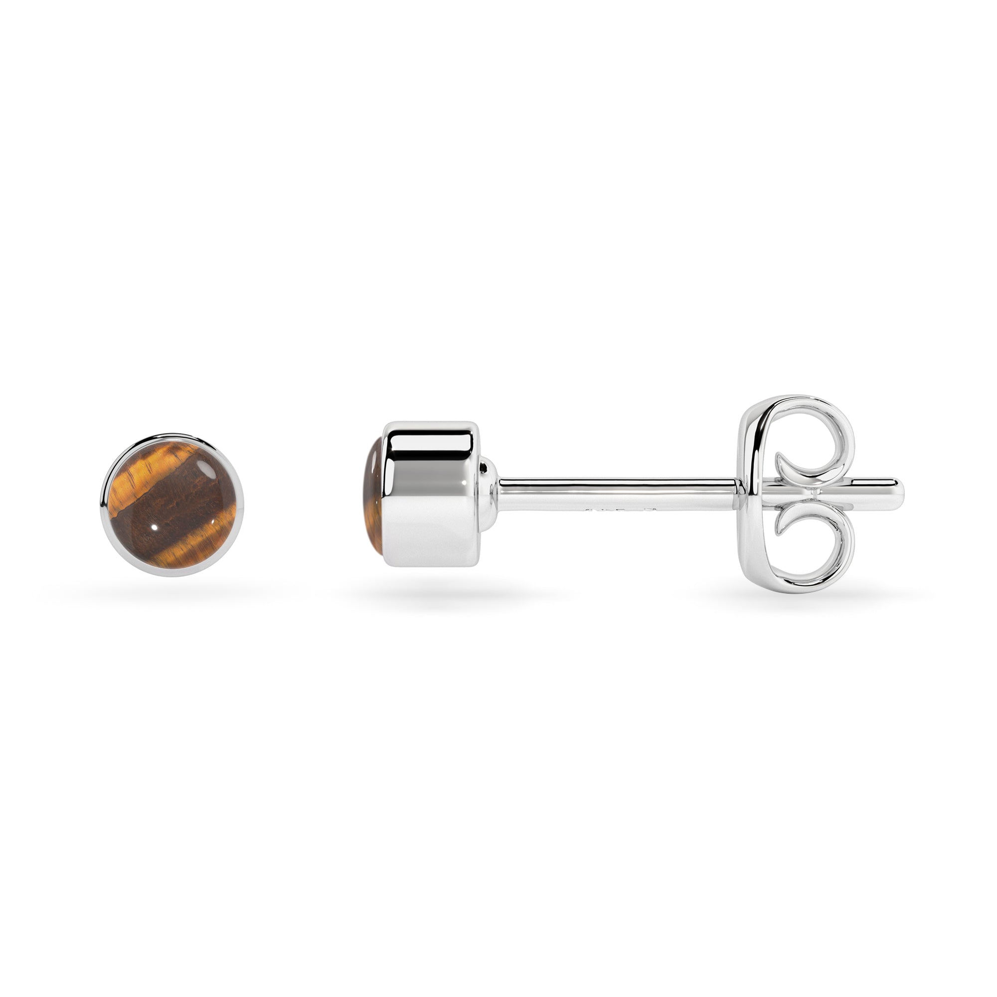 natural tiger eye round shape stud earrings