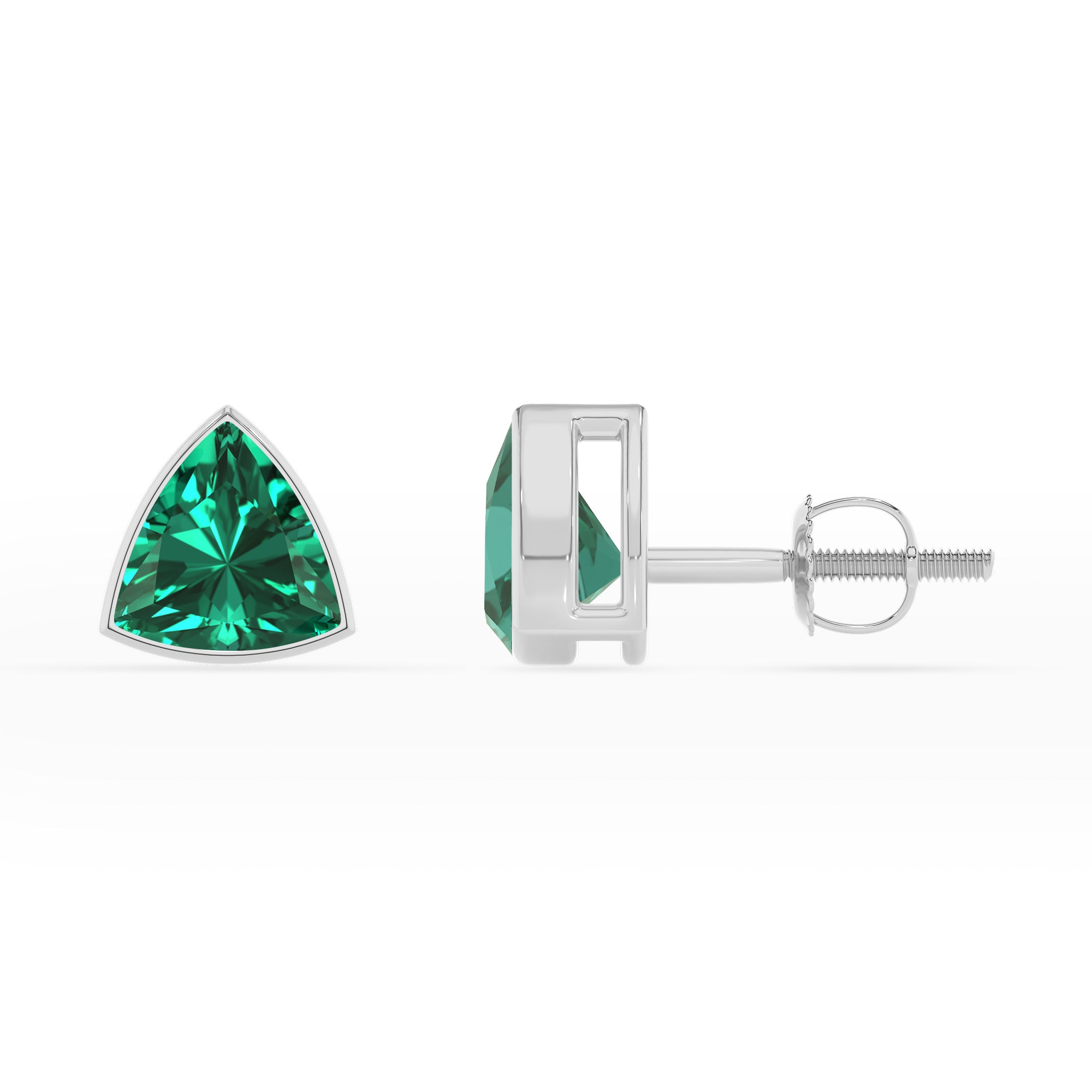 lab grown emerald trillion stud earrings 